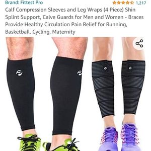 Calf Compression Sleeves w/Leg Wraps and Pregnancy Dupport Belt Bundle